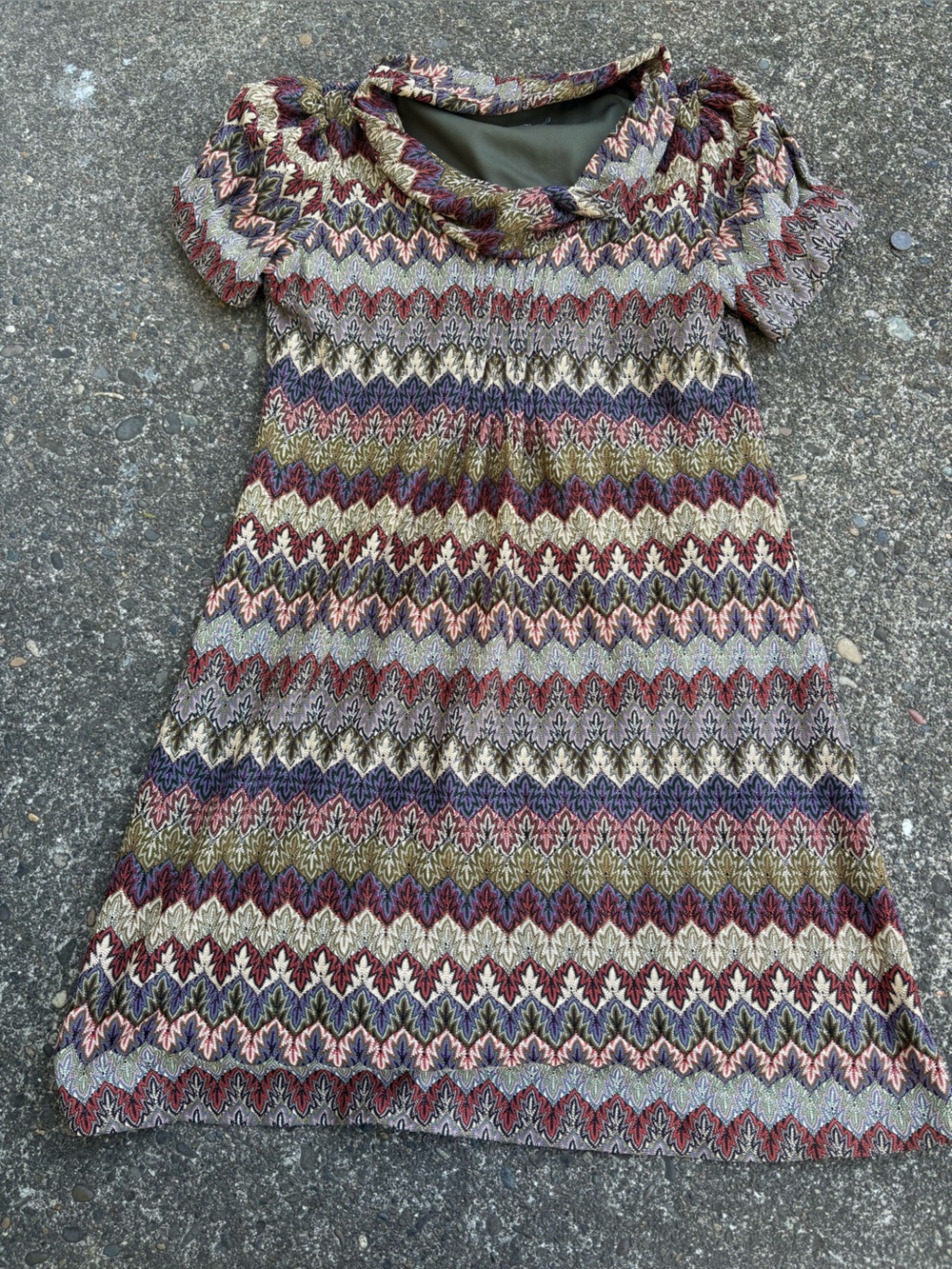 Eliza J Girls Multicolor Chevron Knit Skirted Dress - Burgundy Olive Navy Cream